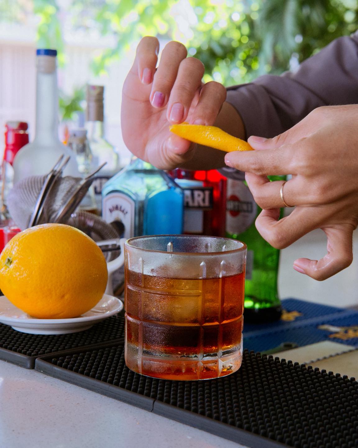 Bartender crafting a cocktail at Bellini bar, Phnom Penh