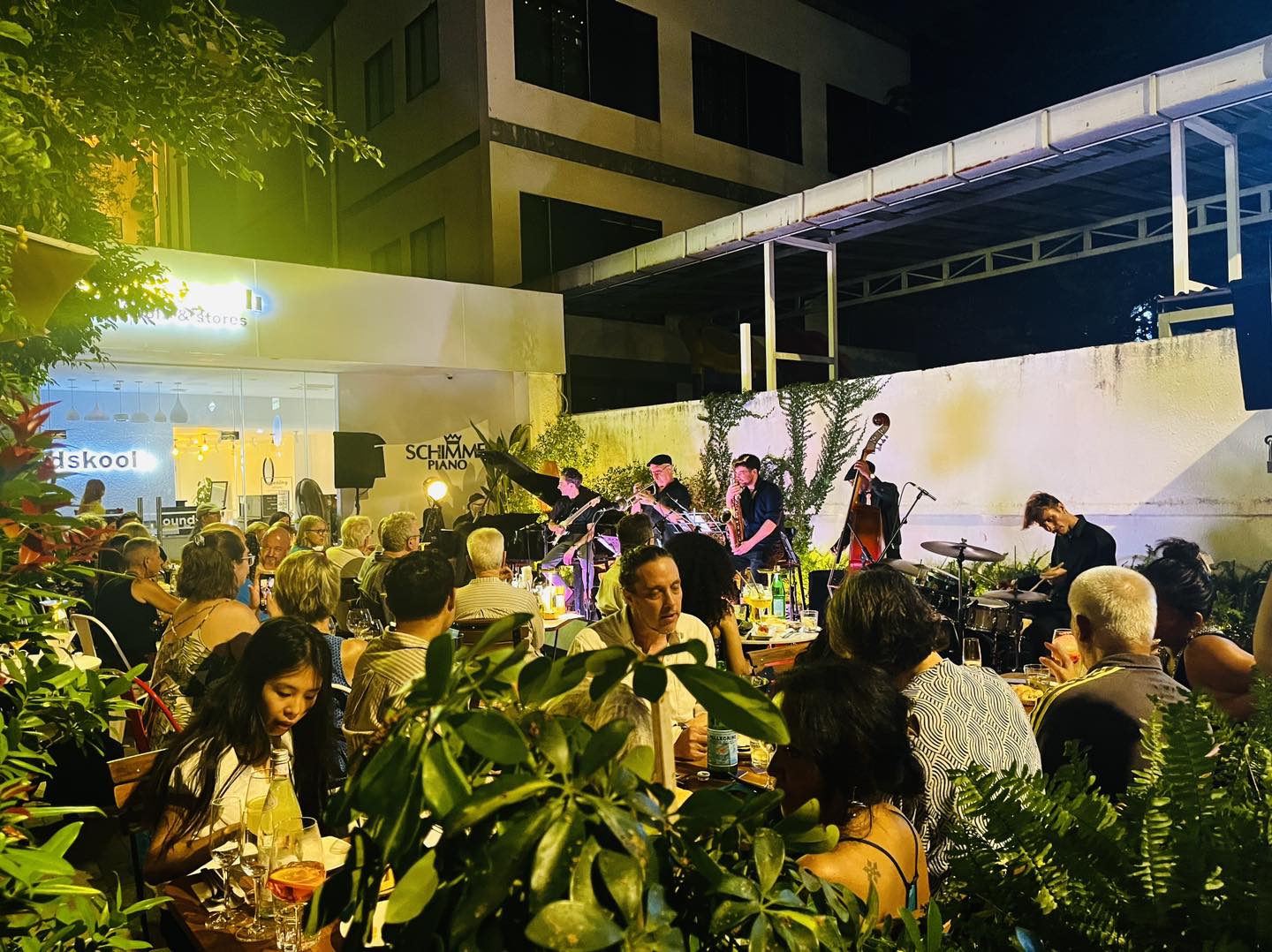 Jazz band performing live at Bellini garden, Phnom Penh